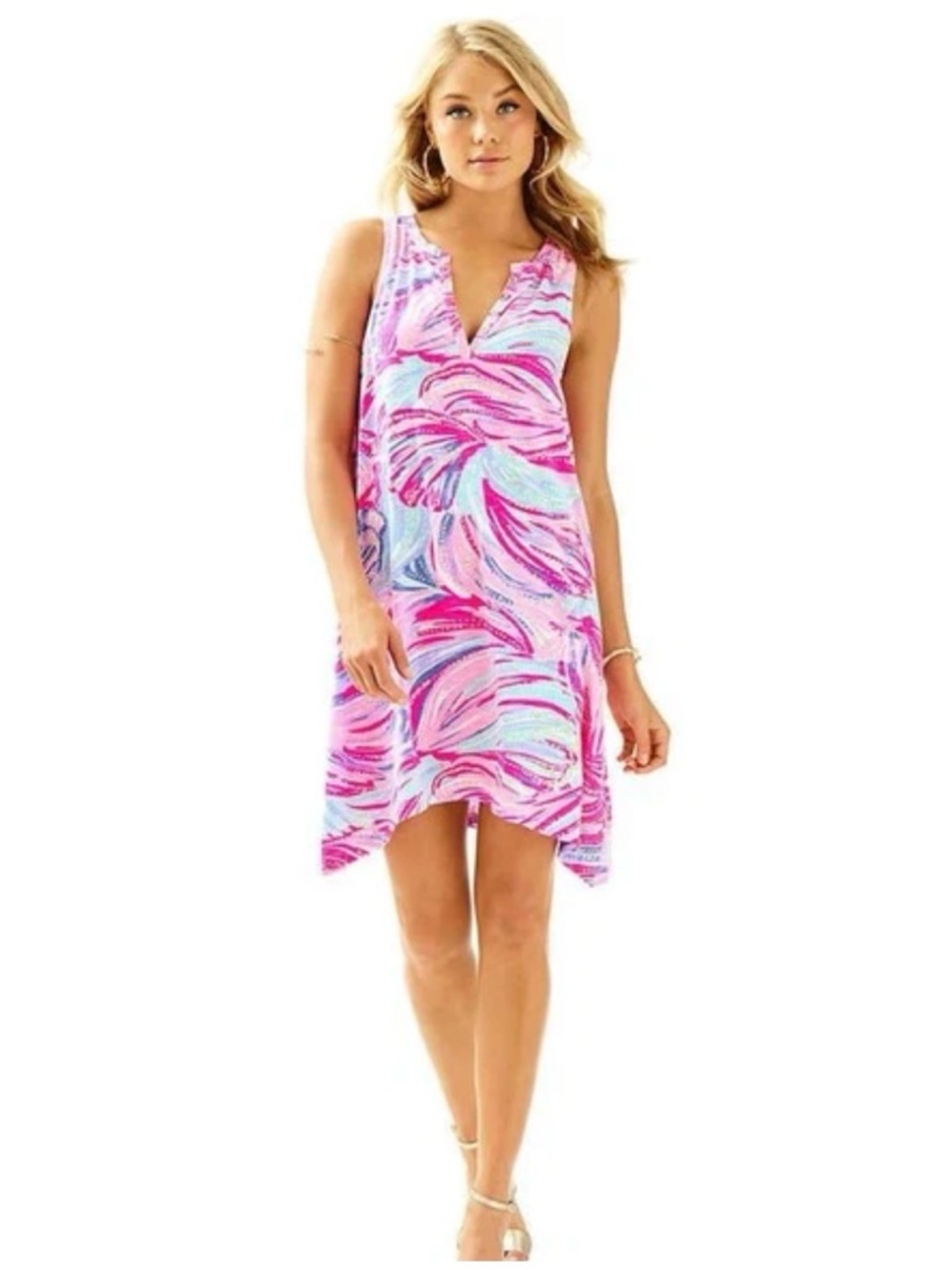Lilly Pulitzer Pink and Aqua Printed Tank Dress